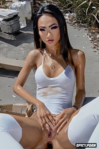 extremely petite, garbage, pov anal, lots of slime, dumpster