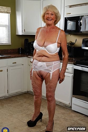 ninety year old, platform mules kitchen, wrinkled tits, heavy wrinkles