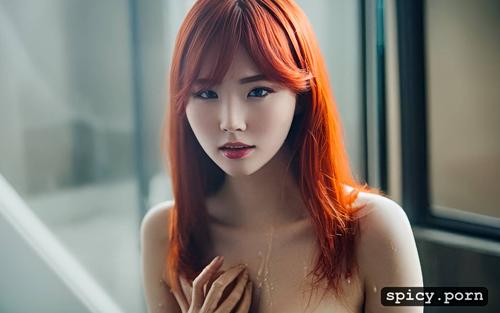 korean teen, no makeup, ginger, soaked, innocent virgin, 21 years old