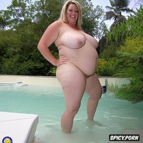 hot tub, enormous ass, white woman, detailed face, color photo