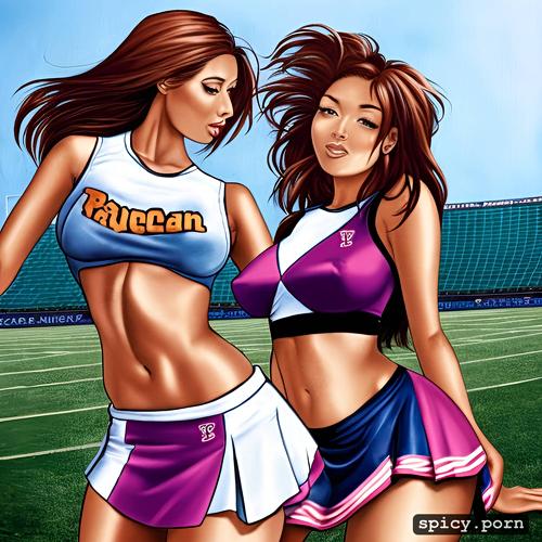 boobs exposed, american football field, intricate, full shot