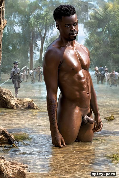 daniel kaluuya, big dick, standing naked, swamp