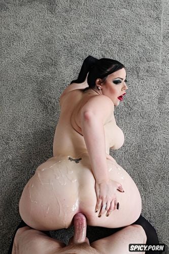 anal sex with thick goth bbw, high wide curvy fat hips, pale white skin