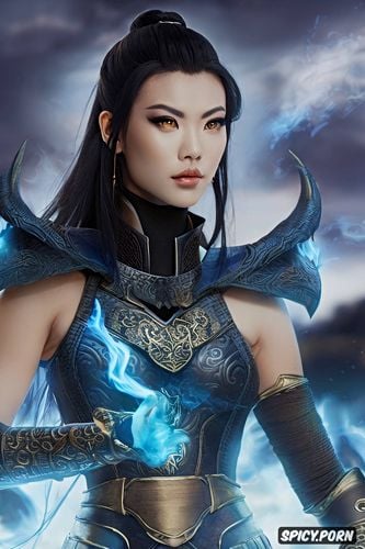 azula, matte, flame crown, surrounded by blue fire, head shot