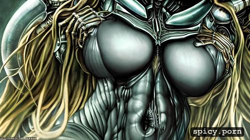 xenomorph female, alien, sci fi, realistic, giger, ultra big tits masterpiece
