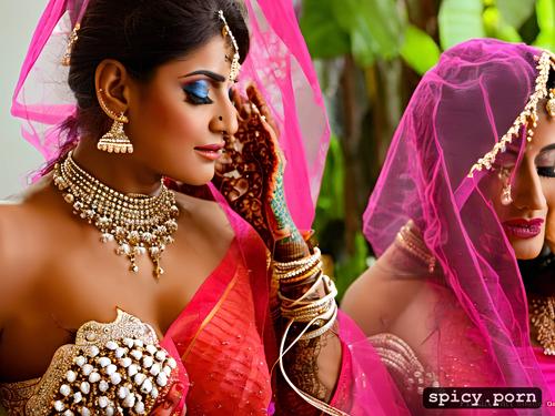 sexy indian bride realistic image are glass figure big belly button piercing
