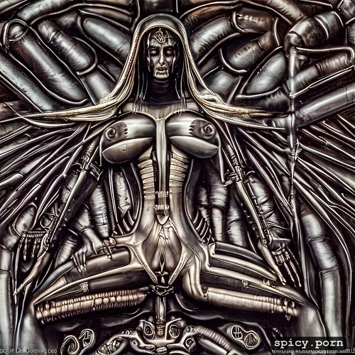 having spreading pussy, h r giger like, 30 years old, beautiful