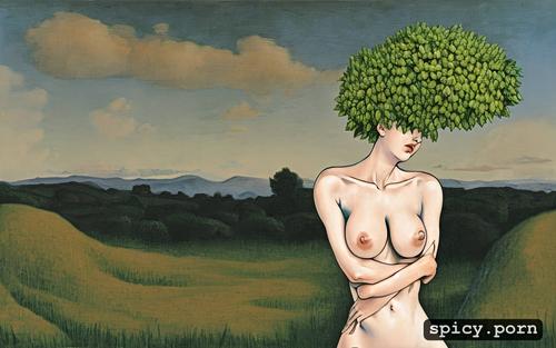 rene magritte de chirico surreal nude breast tree lonely landscape dream lips breasts mouth nipples