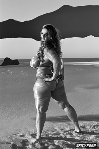 thick, shallow depth of field blurring the sandy backdrop slightly while keeping her body sharply detailed