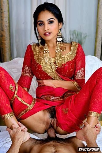 traditional red wedding saree blouse and petticoat, petite body