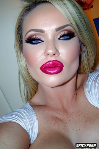 daisyridley, botox lips, selfie, bimbo lipstick, blonde hair