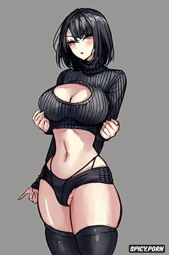 asian, no bra, herls, tall, tight sweater, ff cup boobs, long shapely legs