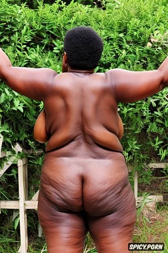 ebony granny, visible from head to thighs, gorgeous face, round ass