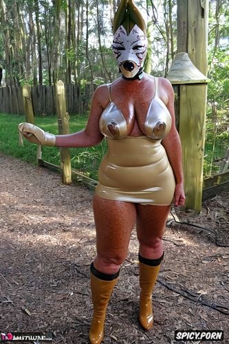 covid mask, ultra massive giga tits freckled, oiled ass, thick muscular legs