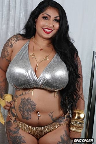 large natural breasts, gigantic bulging boobs, full view, emerald bracelet
