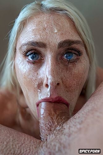 spit on face, a beautiful polish slutty wife, realistic face