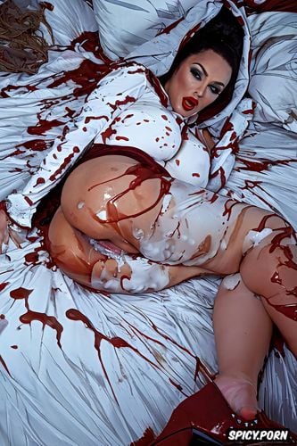 syrup smeared, little red riding hood, plus size model, bedsheets