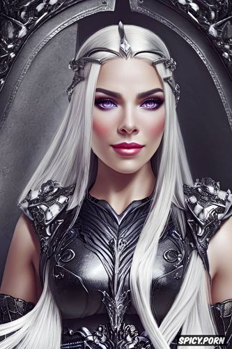 wearing black scale armor, small firm perfect natural tits, soft purple eyes