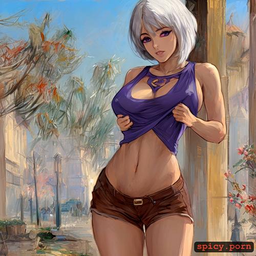 see through tanktop with underboob, 3dt, full body, highres