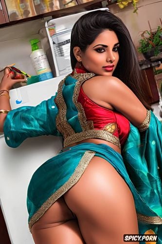 goosebumps, full body observation pov of a naturally petite sexually seducing gujarati bhabhi beauty is shifting her saree to open her ass and butthole for the viewer to sexually molest while she stands in the kitchen cooking legs and feet