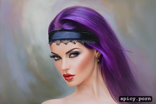 sexy purple hair woman with headband