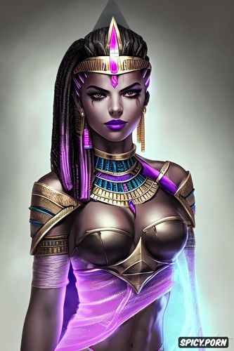 abs, masterpiece, ultra realistic, sombra overwatch female pharaoh ancient egypt pharoah crown royal robes beautiful face portrait muscles