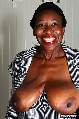 enormous saggy breasts, centered, ebony, best quality, huge saggy breasts