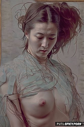 vermeer painting, japanese woman nude, delacroix painting, broad shoulders