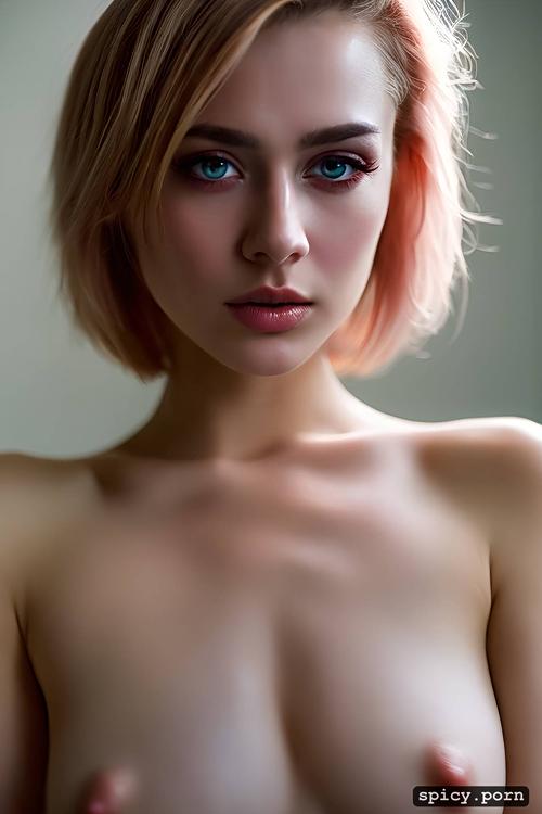 realistic, soft body, 18 years old, masterpiece, pale pink hair