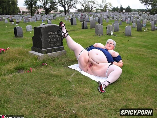 shamelessly pisses on her husband s grave, pussy gape, spreading legs