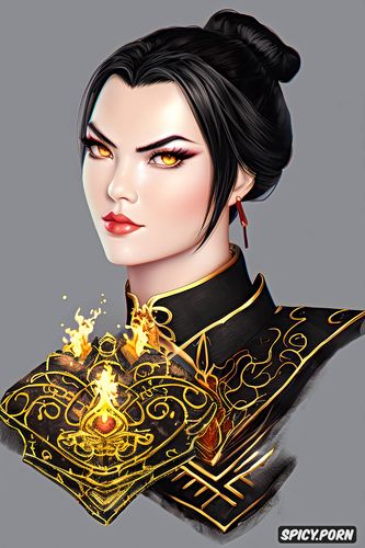 azula, matte, flame crown, surrounded by blue fire, head shot