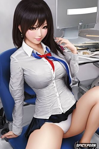 school uniform, 35 years old japanese woman, no panties, pussy view