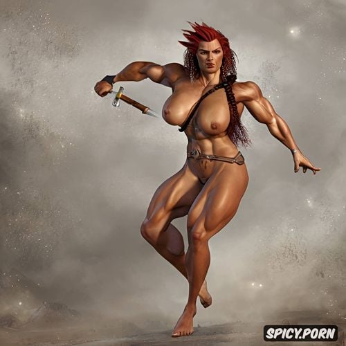 bodybuilder, wide hips, with scars, massive muscles, awesome face