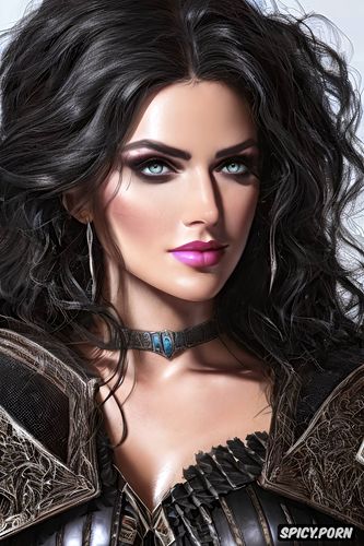 yennefer of vengerberg the witcher wearing armor beautiful face young