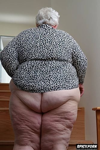 ssbbw, perfect face, huge massive saggy booty, ass rolled up old slut face face turned sideway white