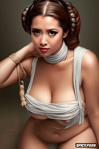 fat thighs, tied up, slr photography, princess leia, small breasts