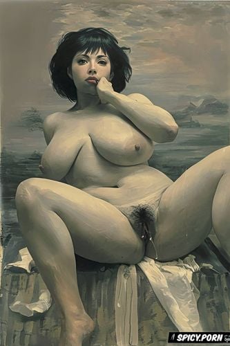 french realism masterpiece painting, athletic arms, very small boobs