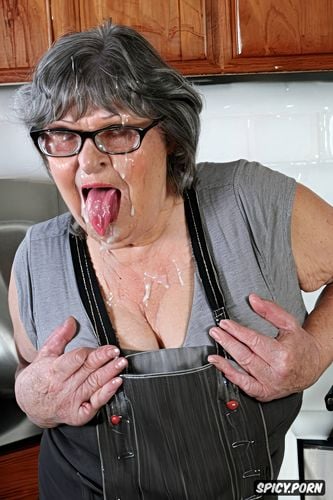 two old grandmothers, tongue out with cum, glasses, true colors