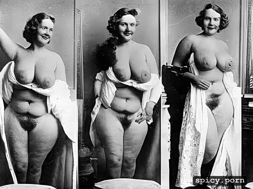showing breasts, fat, church, 1930s, huge breasts, hairy pussy