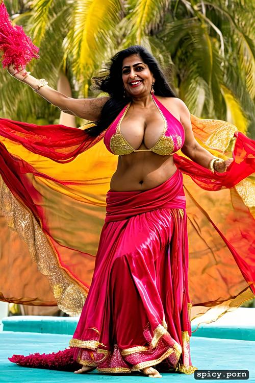 flawless perfect stunning smiling face, 60 yo beautiful indian dancer