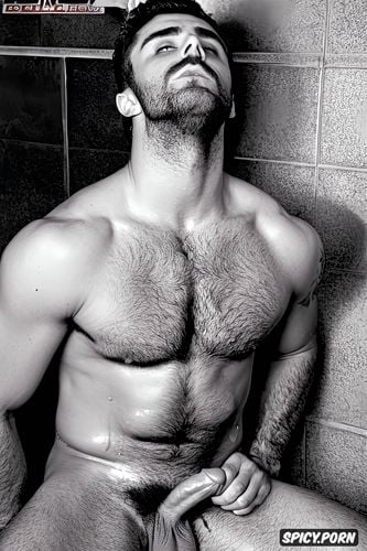 male, hairy body, zac efron face nice sweat body sweat wet, big dick big erect penis xxl and big bols