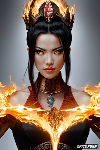 sharp focus, fire nation royal armor, azula, matte, flame crown