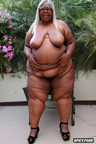 standing, heels, elderly, granny, black, ssbbw, busty, fat, no clothes cellulite ssbbw obese body belly clear high heels african old in chair ssbbw hairy pussy lips open long gray hair and glasses sexy clear high heels plump belly