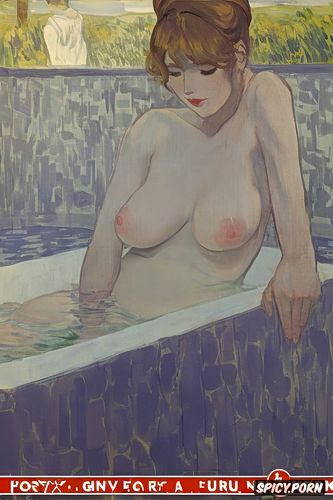 vincent van gogh, blushing woman with red lips and flushed cheeks in shady bathroom bathing intimate tender modern post impressionist fauves erotic art