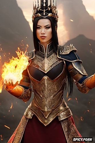 throne surrounded by blue fire, artstation, fire nation royal armor
