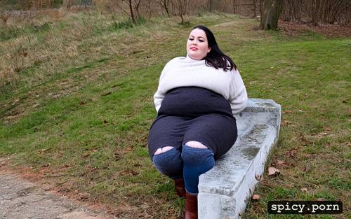 flabby belly, real human beautiful plus size model face, wide hips
