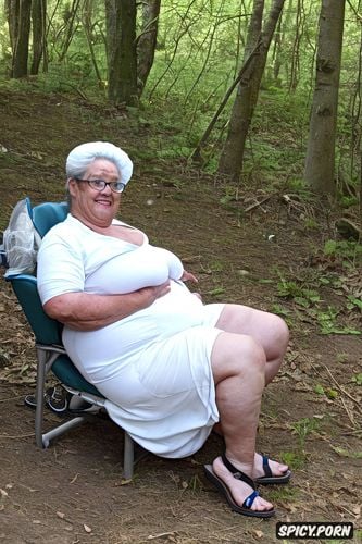 sandals, very old ssbbw, hospital gown unbuttoned at the front