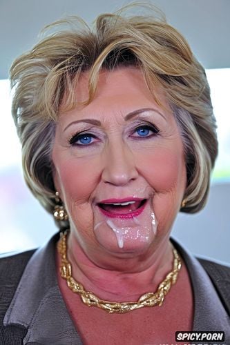 one seventy granny hillaryclinton gets huge cumshot on her face