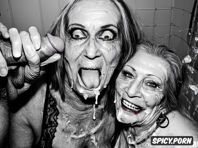 highres, old zombie grandmother and old zombie aunt, handjob