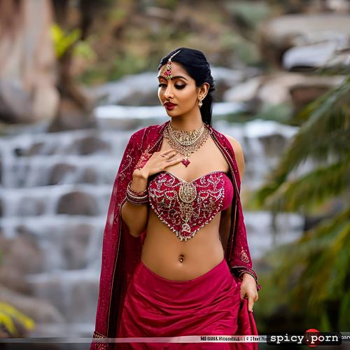 indian sexy female bride urmila, slicked hair, waist jwellery